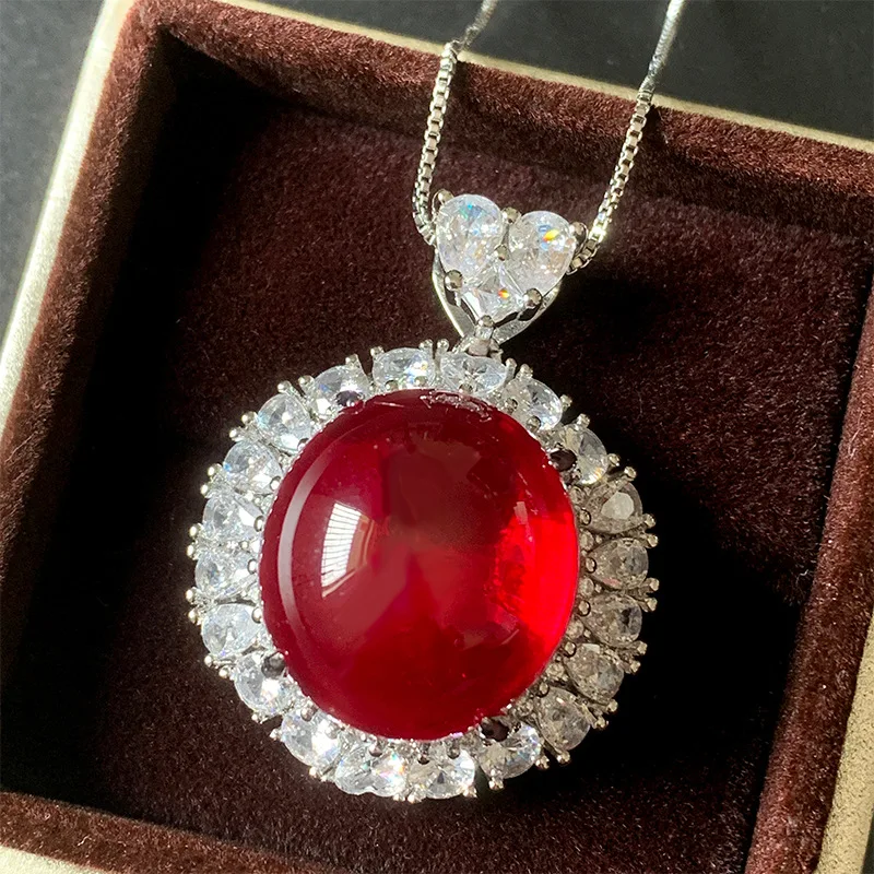 New Jewelry European and American Style Pigeon Blood Red Corundum Blue Spinel Plain Light Luxury Set Main Stone 18*20