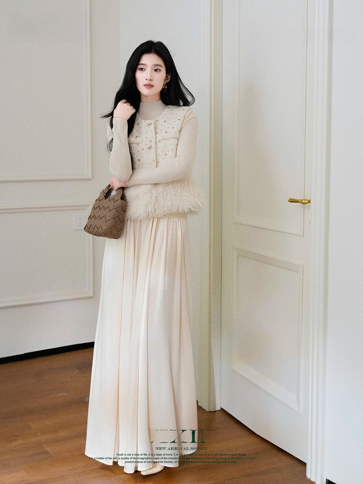 

Women's White Gold Lamb Fur Vest Autumn Outerwear Cardigan Sle Faionable Commute Sle round Ne Regular Length Top