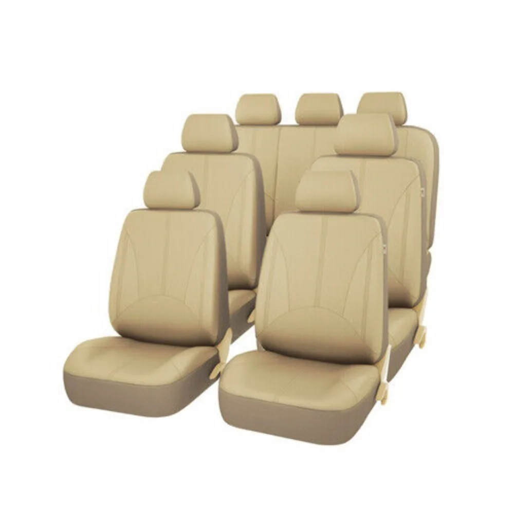 

Car Seat Covers PU Leather Full Set 3 Row 7 Seats Protector for Truck SUV Van