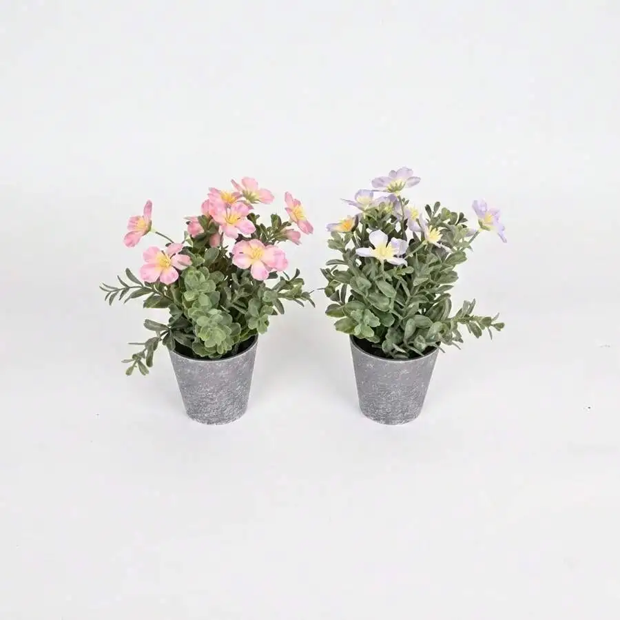 2 Pack Artificial Potted Plants, Vibrant Faux Greenery For Desk Shelf Window Sill Home Office Decoration