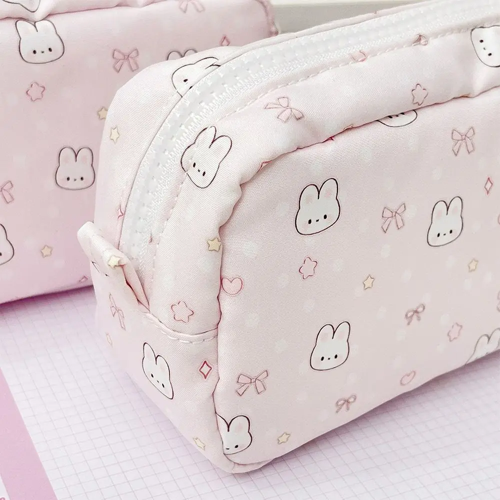 Durable Bowknot Rabbit Pen Bag Soft Touch Multi-functional Pencil Case Stationery Storage Bag Back To School