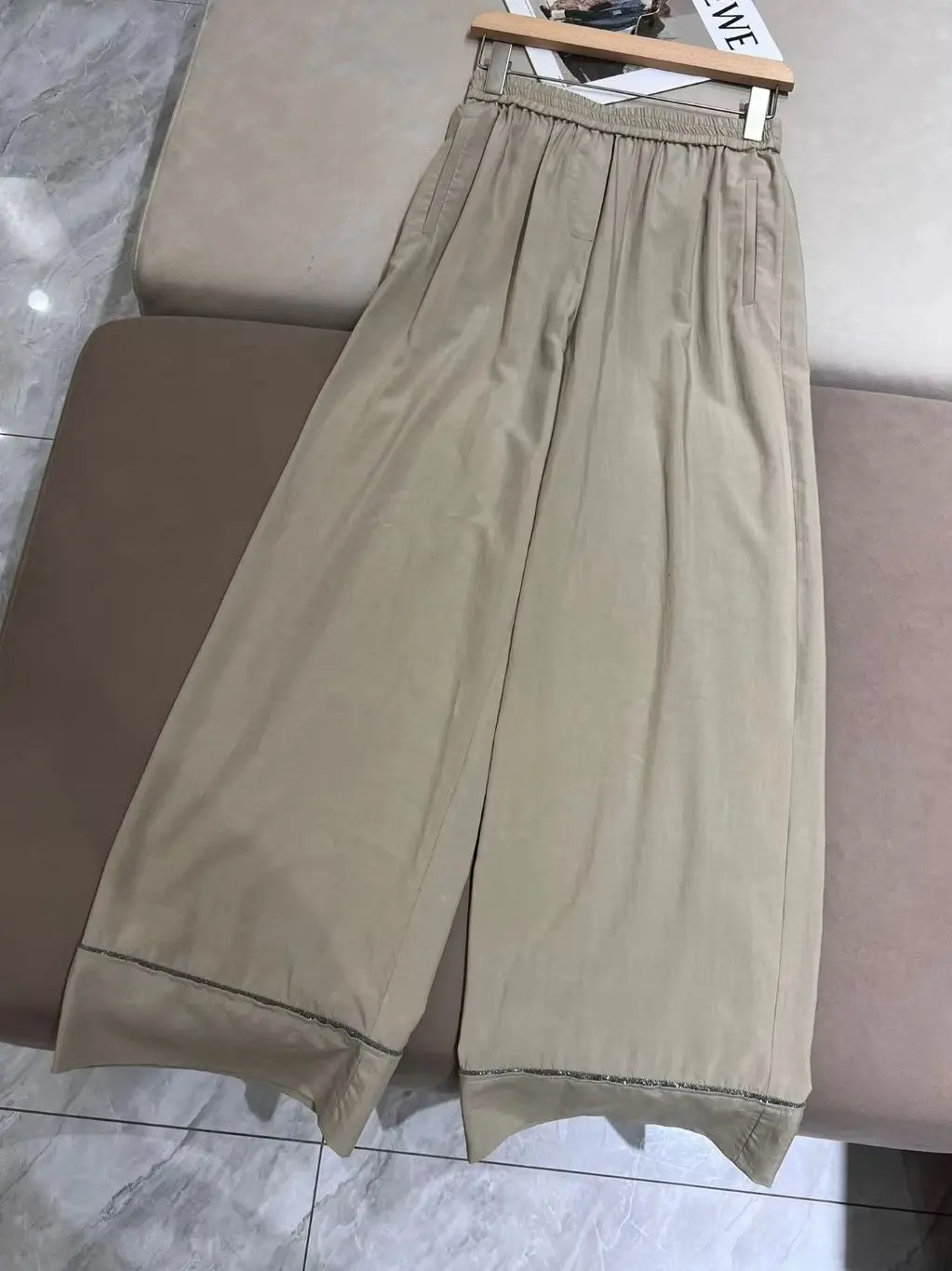 Spring Summer Women's Lightweight Elastic Waist Wide-leg Pants