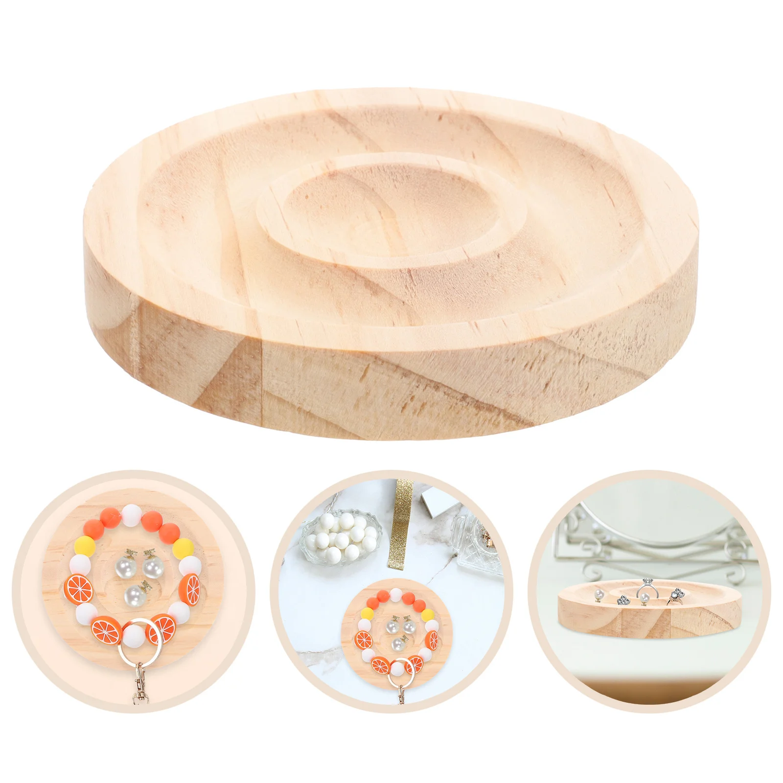 나무 팔찌 디스플레이 트레이 라운드 비즈 홀더 컴팩트 사이즈 경량 안전한 소재 실용적인 선물 선택 팔찌 트레이