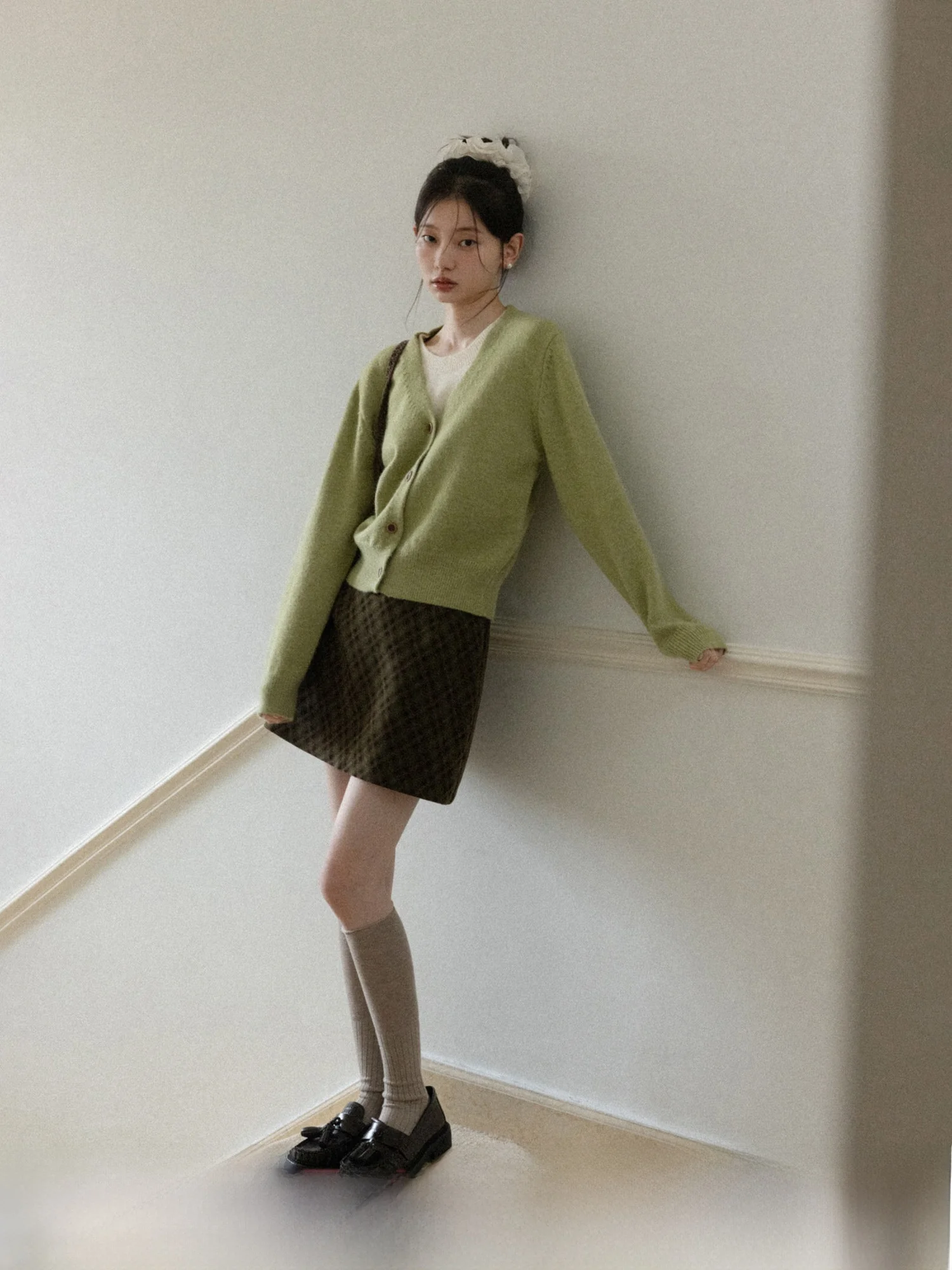 

Faionable High Waist Plaid A-Line Skirt Women's Winter New Sle Slimming Skirt Breathable Casual Polyester Blend