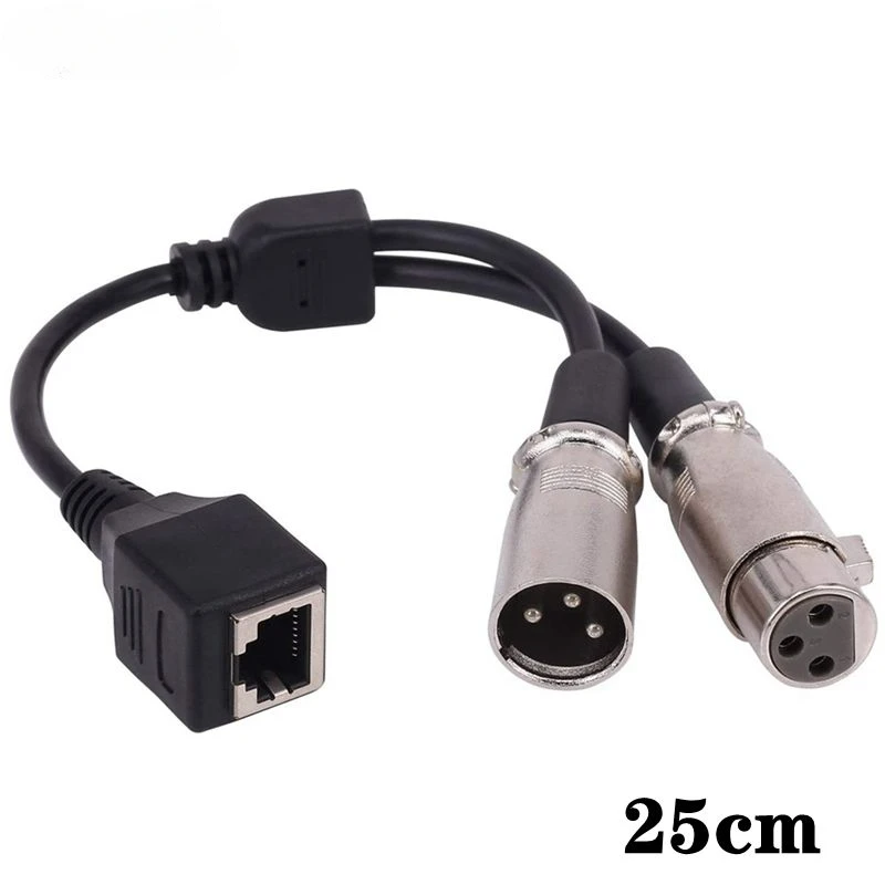 Dual XLR 3Pin Female male to RJ45 female audio Network Interface female to XLR 3pin female Audio signal transmission Short cable