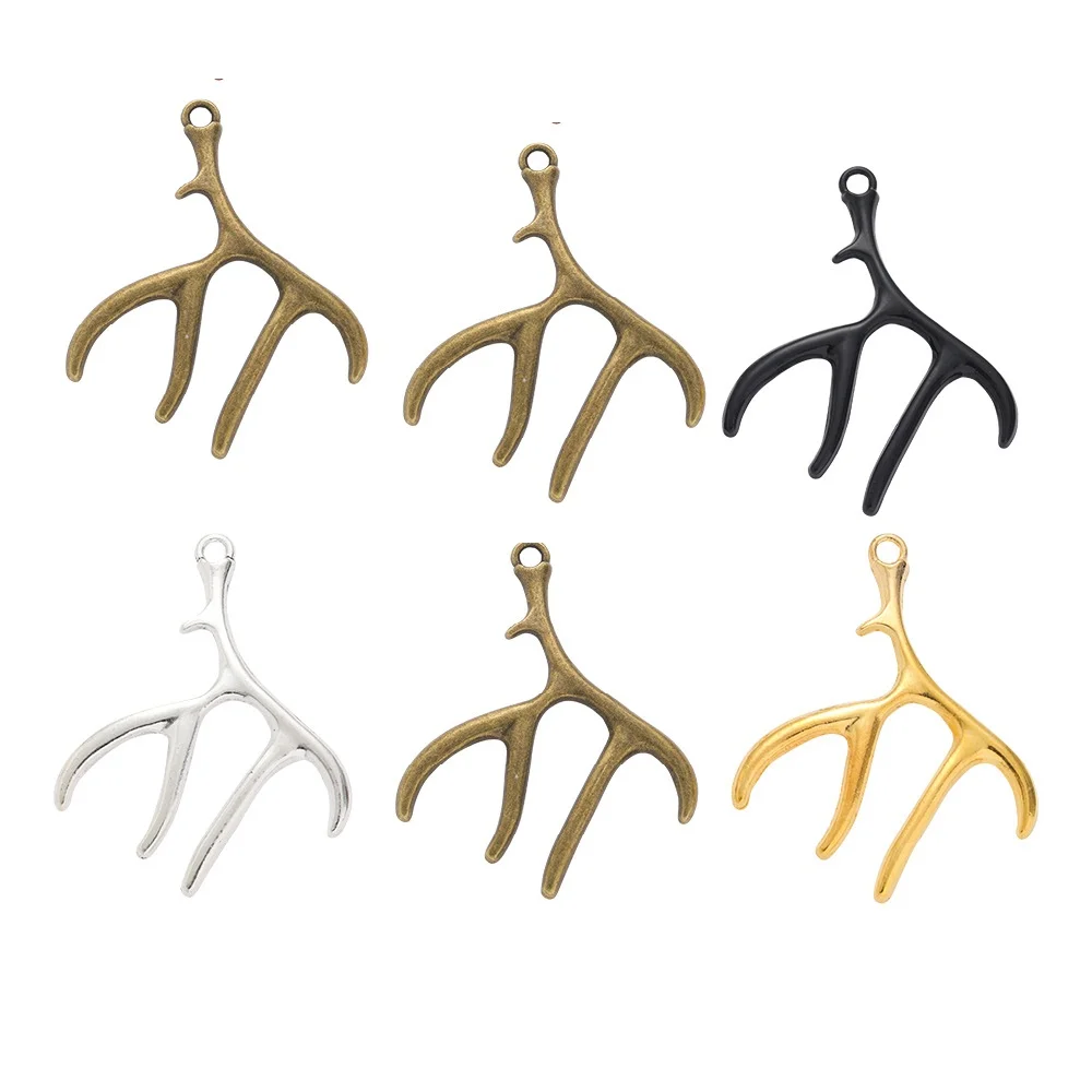 5Pcs/Lot 40*51mm 4Color Animal Antlers Charms Christmas Pendant Metal Alloy DIY Necklace Bracelet Earrings Marking