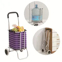 Climbing Stairs Shopping Cart Household Folding Aluminum Alloy Trolley 6 Wheels Collapsible Trolleies Lightweight Hand Trailer