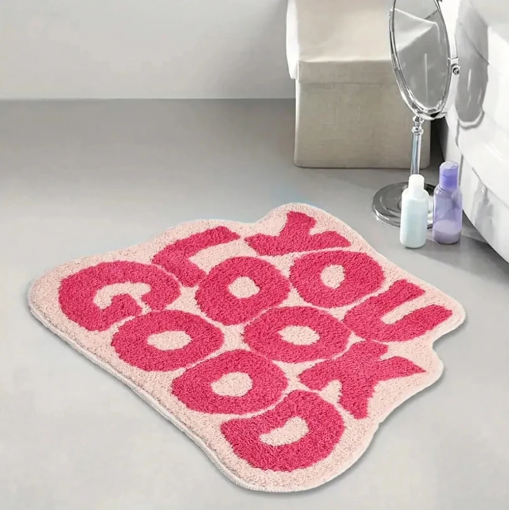 

"You Look Good" Cute & Funny Bath Mat - Non-Slip Absorbent Rubber Backing Rug For Girls' Bathroom Decor