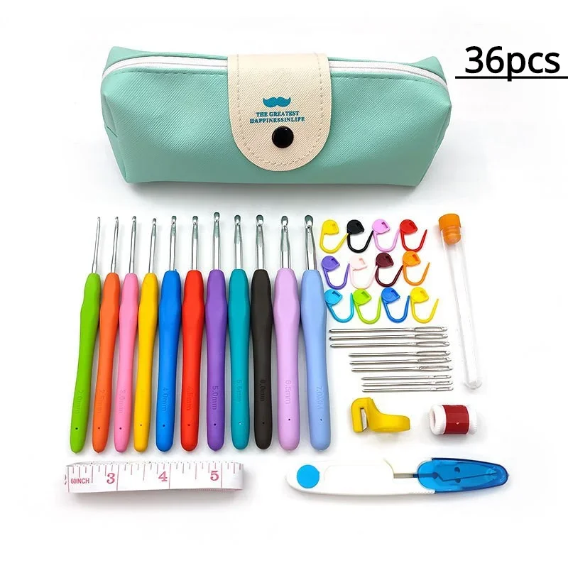36pcs Crochet Needles Set Crochet Hook with Ergonomic Soft Grip Rubber Handles Crochet Kits for Adults Beginners, Sister Gift