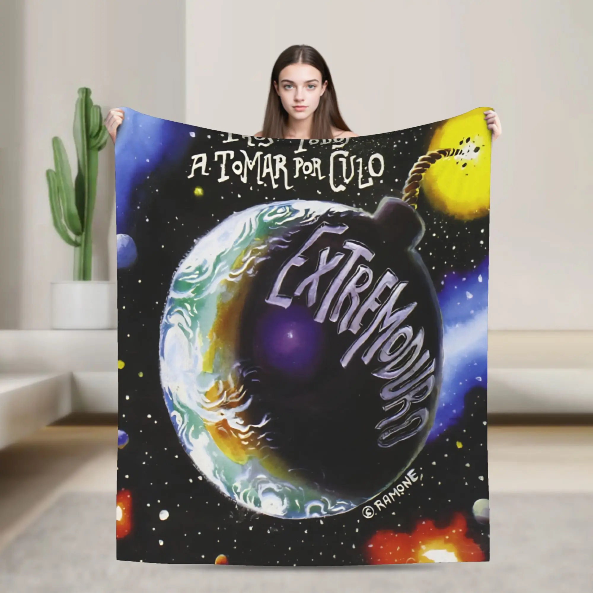 Extremoduro Spanish Hard Rock Band Blanket Soft Warm Robe Iniesta Throw Blanket Winter Decorative Bedroom Novelty Bedspread