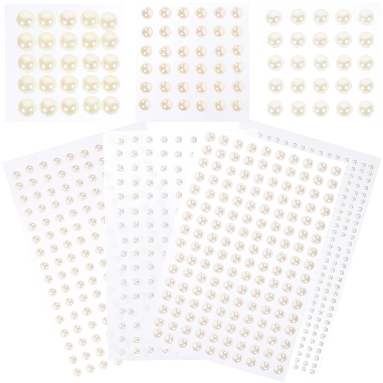 

14pcs Pearl Stickers Self-Adhesive Faux Pearl Embellishment For Hair Face Crafts Nail Art Makeup Decorative Flat Back Pearls