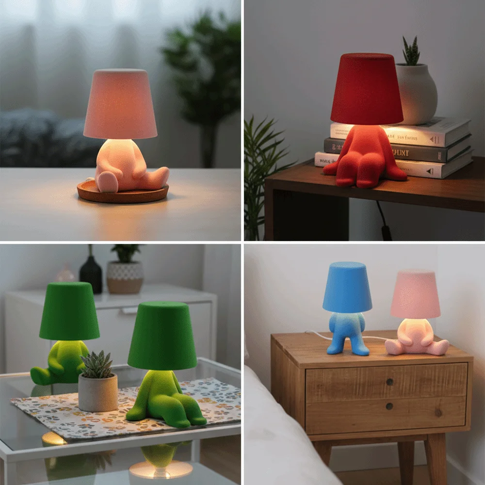 Touch Control Table Lamp Colorful Design Flocking Texture Night Lamp Creative Shape Mini Size Bedside Lamp Children's Room
