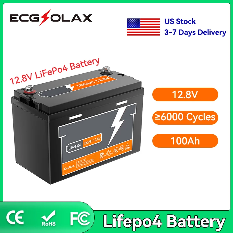 

12.8V 100Ah Lifepo4 Lithium Battery Parallel Max 4 Sets in Series More Than 4000+ Life Cycles Golf Cart Batterie For RV