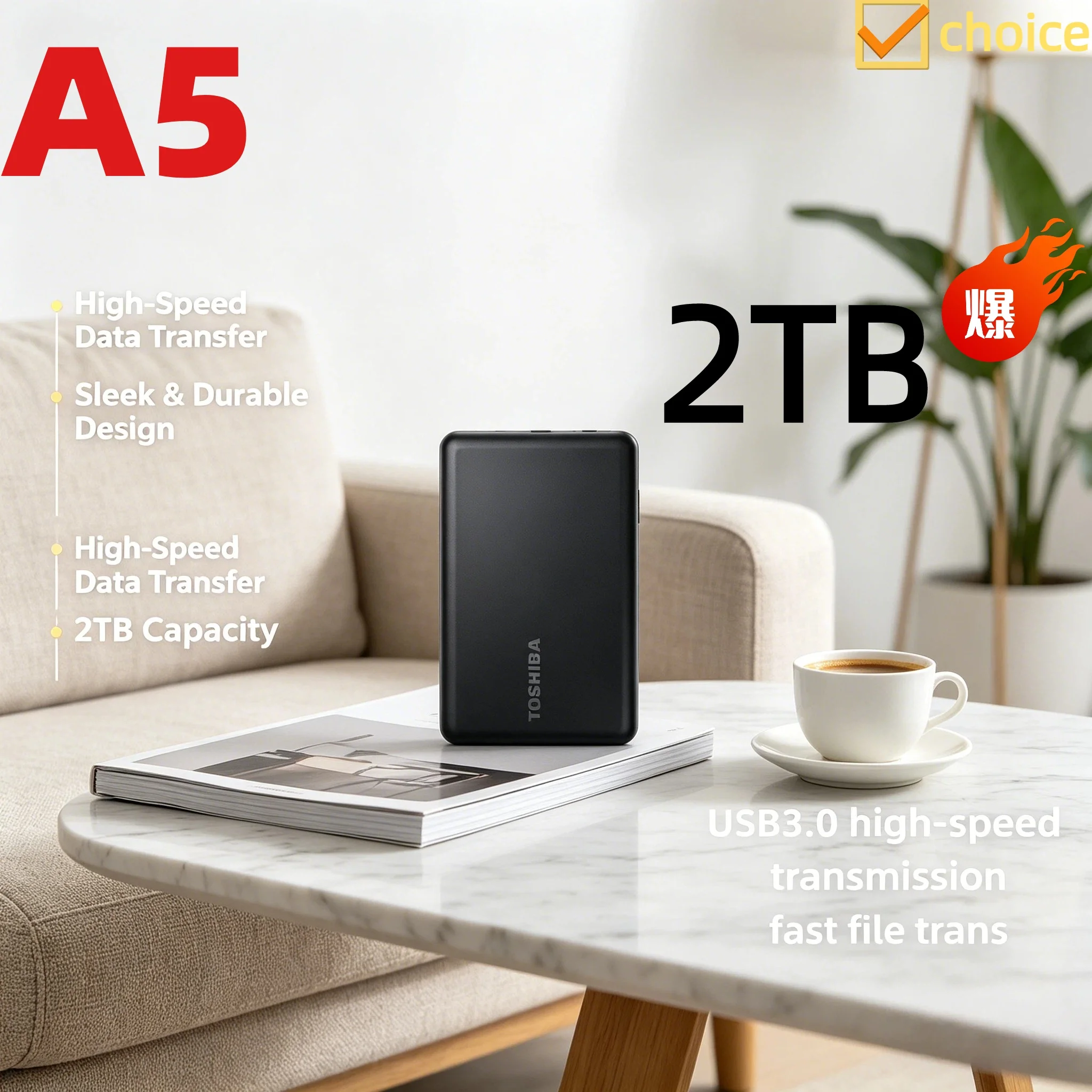 

OEM For Toshiba A5 Expansion External Portable HDD 500GB 1TB 2TB USB3.0 2.5 Inch Hard Disk Drive BOX for PC Mac Laptop PS4 PS5