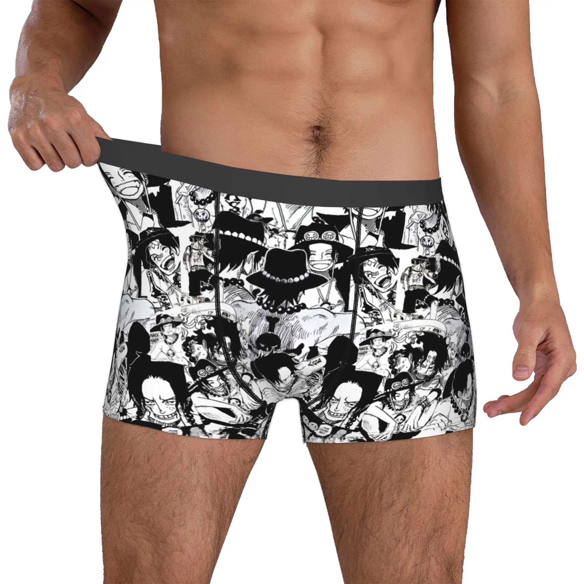 

Customized Ace Cartoon Japan Mangas Underwear Men Print Hot Boxer Shorts Panties Briefs Soft Underpants