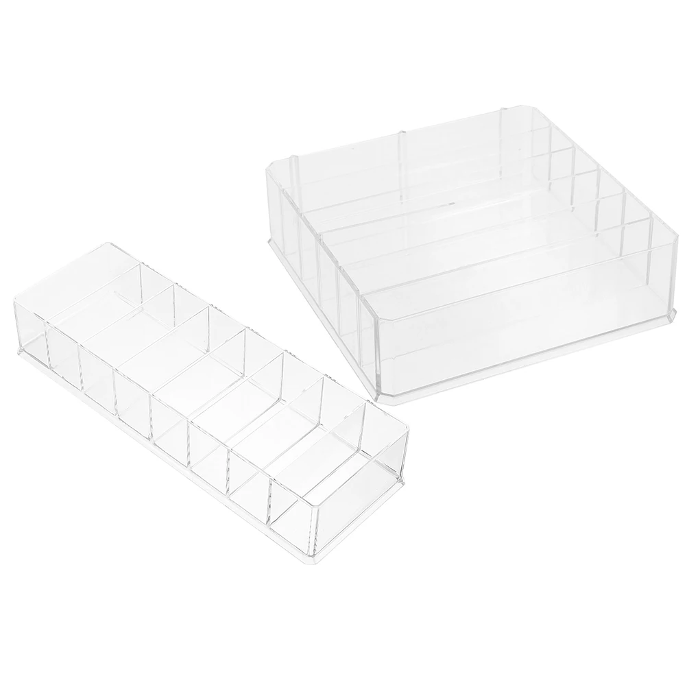

2pcs Organizer Box Acrylic Multi Compartment Storage Tray For Cash Coins Bills Phone Desktop Holder Money Case Grids