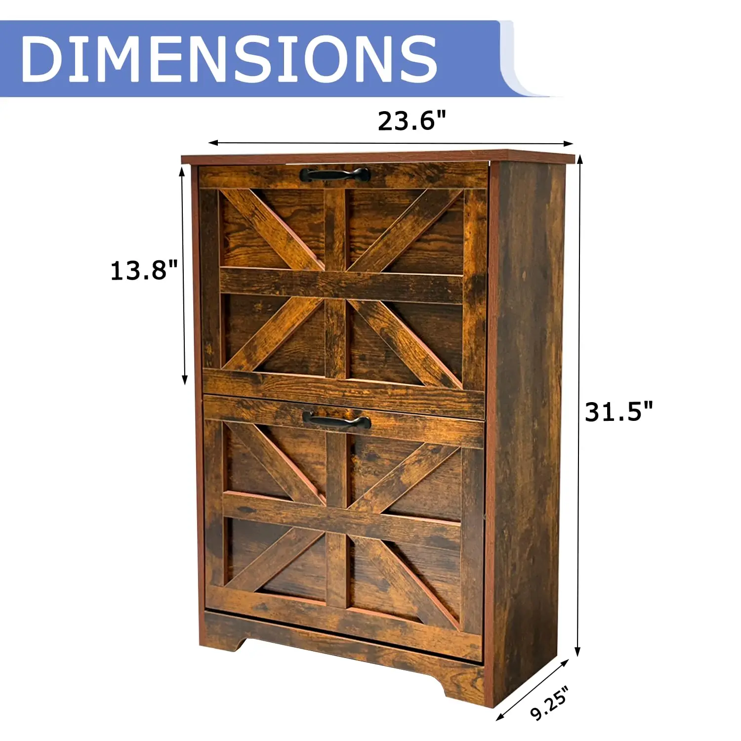 Shoe Cabinet 2 Flip Drawers Barn Door Space-Saving Hidden Narrow Organizer Entryway Hallway Foyer, Customized