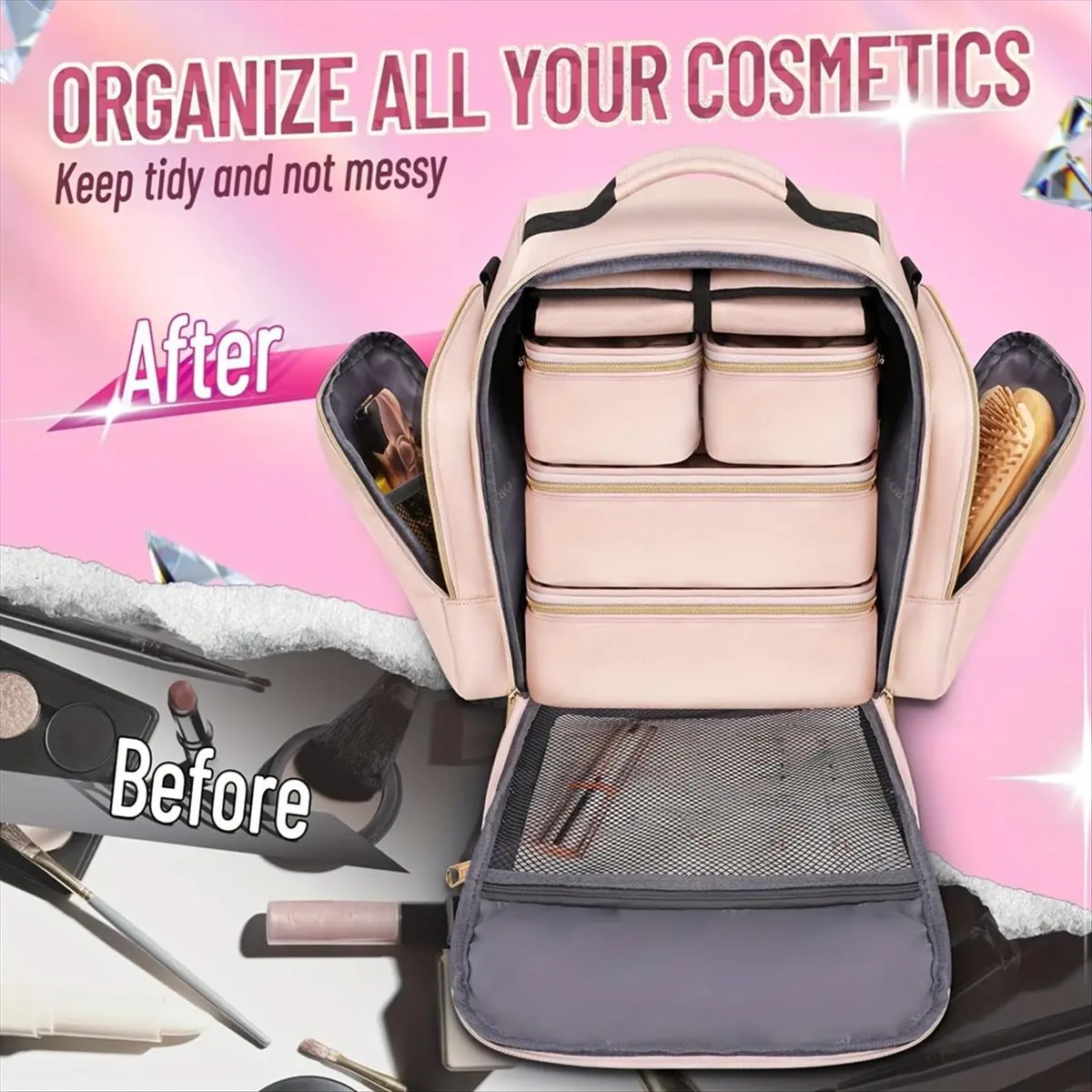 

*X07A Дорожная косметичка, сумка для хранения, 4 съемных коробок, 1 рулон для сортировки ювелирных изделий, несколько сумок для хранения, косметичка