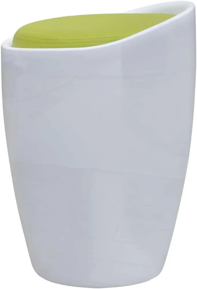 

Vidaxl Retro-Stool In White And Green, Abs Plastic Body With Artificial Leather Seat, Removable Seat With Extra Storage,