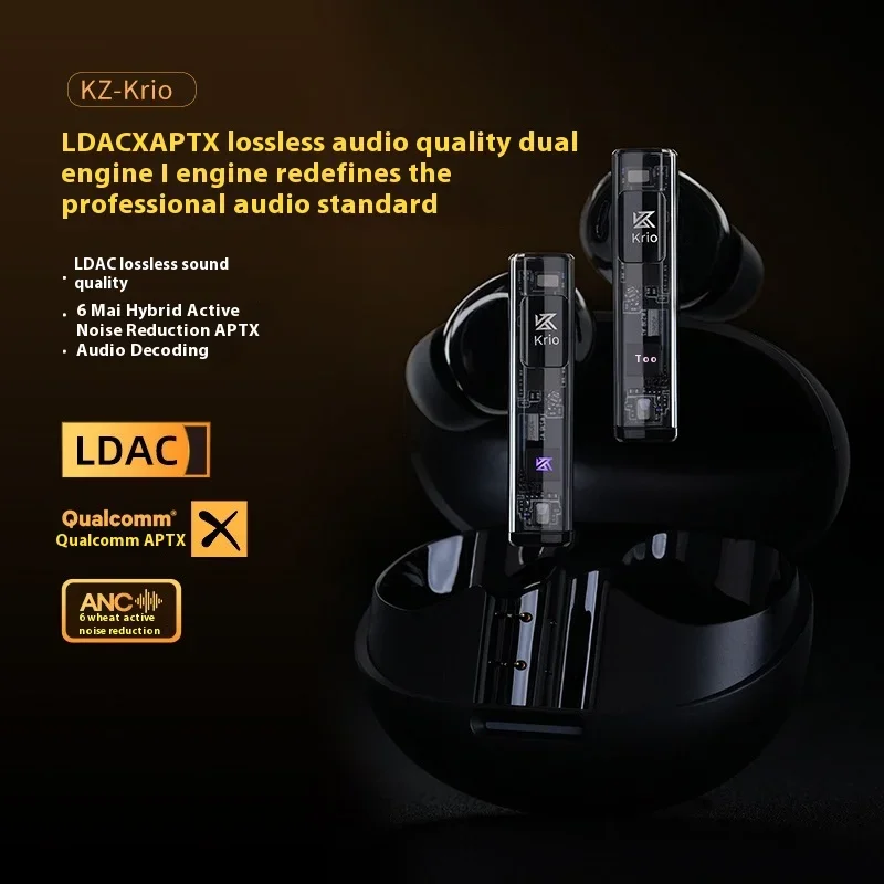 KZ Krio True Wireless Bluetooth Earphone Stereo 6 MIC Active Noise Canceling LDAC x APTX Low Delay Earbuds KZ XTRA VXS PRO
