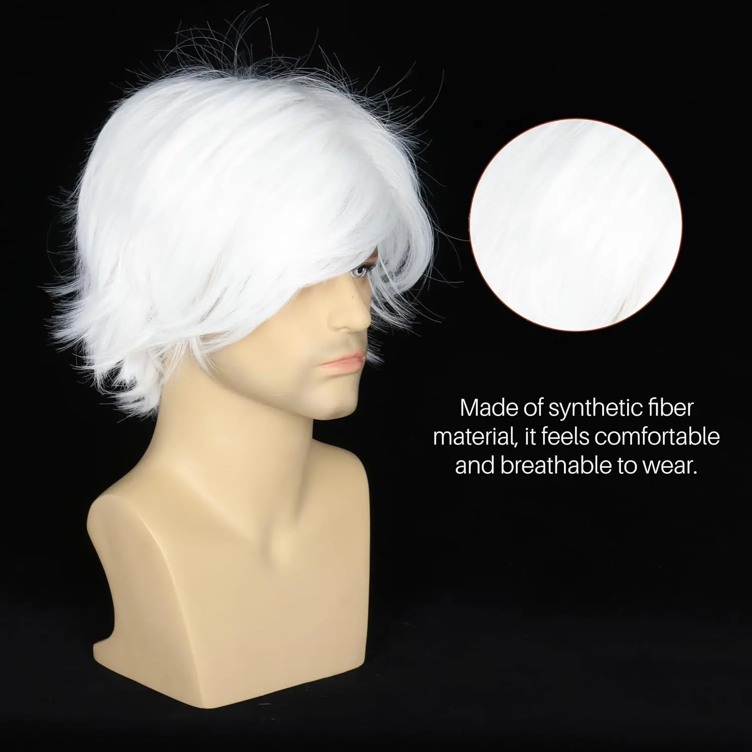 วิกผมคอสเพลย์อนิเมะ ผมยาว ผมสั้น ผมสังเคราะห์ สำหรับฮาโลวีน วิกผมสั้นตรงสีขาว สำหรับคอสเพลย์ฮาโลวีน ผู้ชาย ผู้หญิง