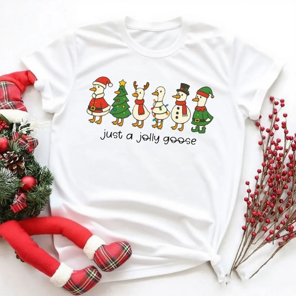 ジャストアジョリーグースシャツ面白いガチョウシャツクリスマス愚かなガチョウ Tシャツ O ネック高品質綿半袖女性トップス