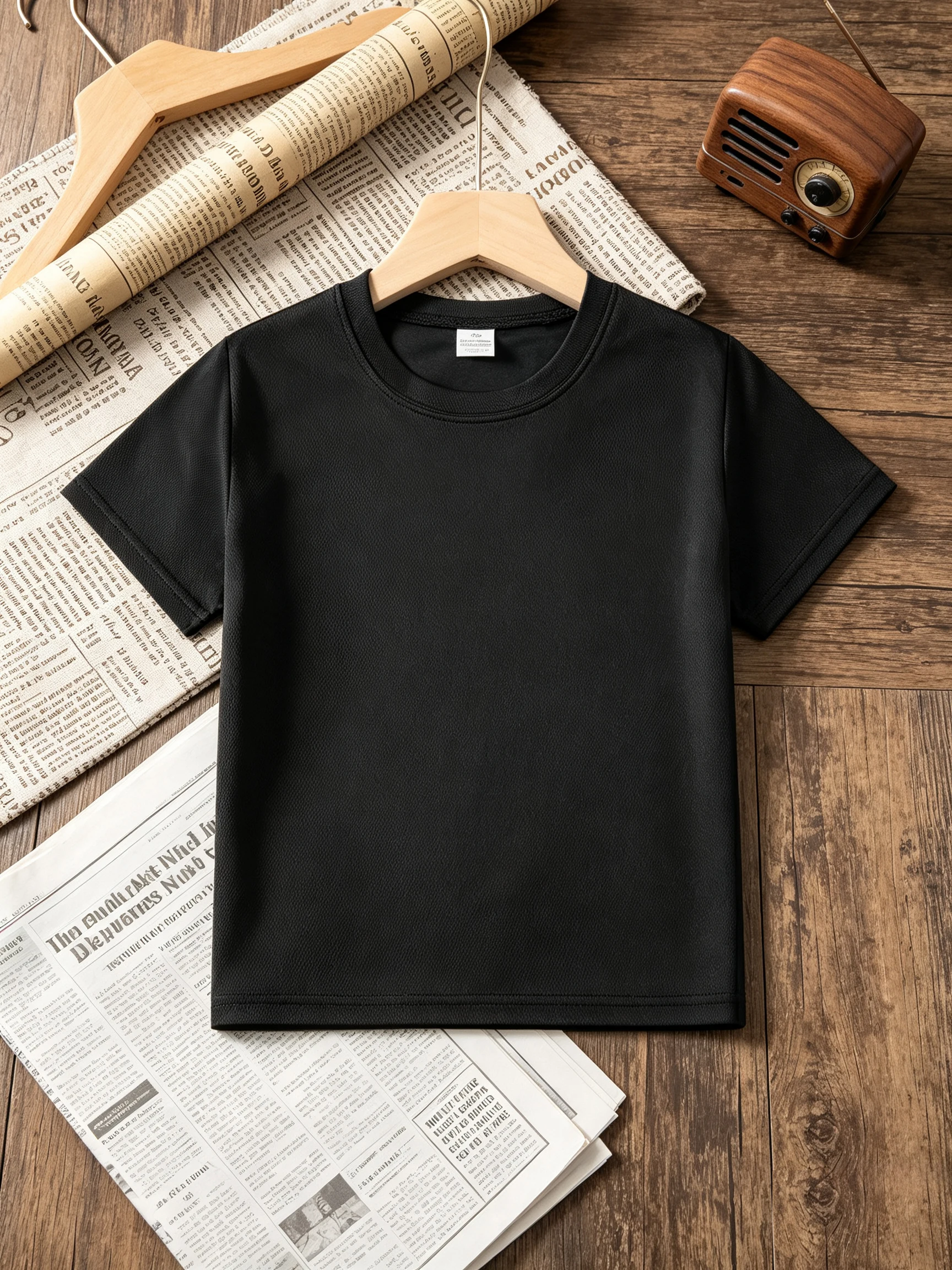 Summer Mesh Short-Sleeve T-Shirt for Boys – Solid Color, Comfortable Crew Neck; Stylish & Comfy, Trendy Top, Summer Essential –