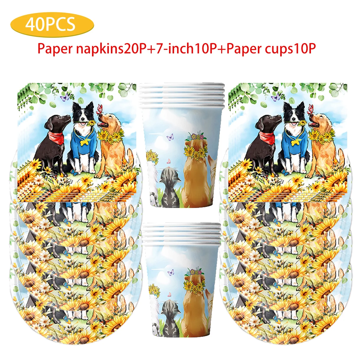 Edge herding dog theme  Atmosphere arrangement Scene decoration Party Tableware Paper Plates Paper Towels Decorative Supplies