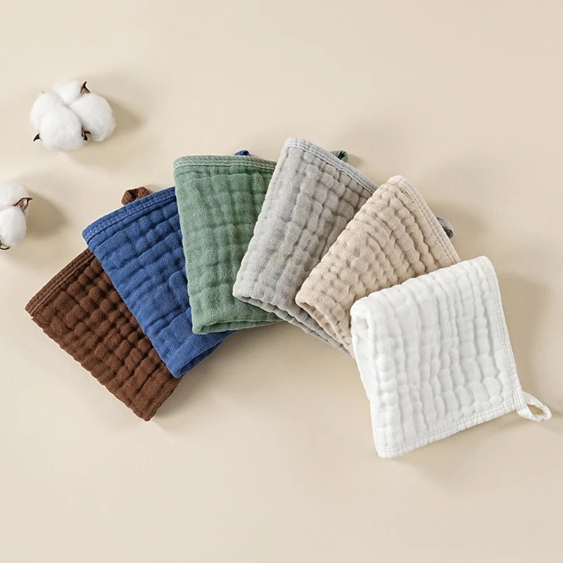6-layer Pure Cotton Plain Gauze Square Towel Newborn Baby Drool Towel Baby Burping and Spitting Towel