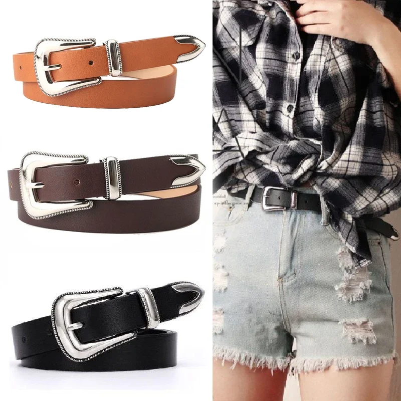 

2024 New Belt Female Ins Senior Sense Of Leather Decorative Jeans Simple Hundred With Fine Black Ladies Belt