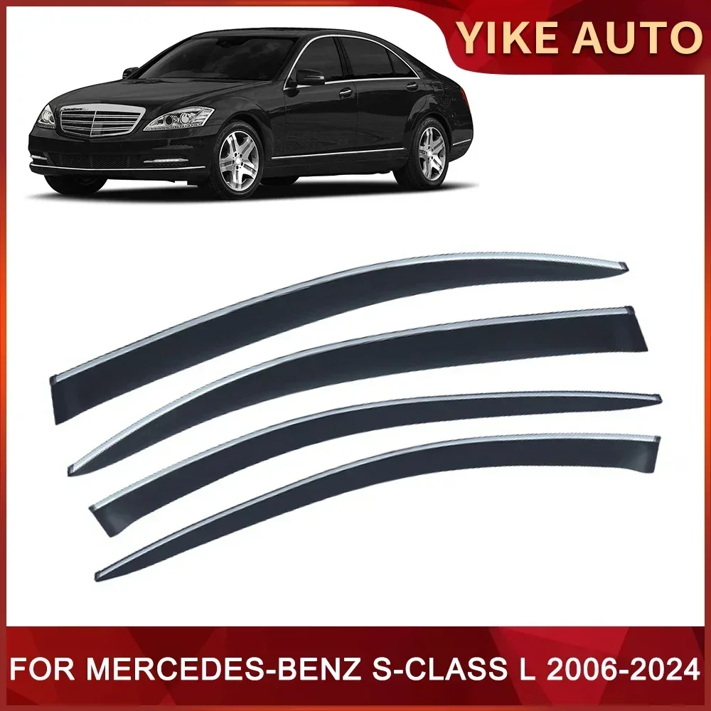 MERCEDES-BENZ S-CLASS L W221 W222 V223 2006-2024 용 자동차 창문 햇빛 비 쉐이드 바이저 실드 쉘터 커버 트림 프레임 스티커 