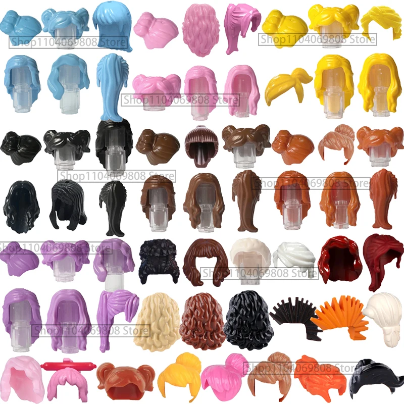 

MOC Figures Body Parts Building Blocks Boys Girls Hairs Colorful Hairstyles Compatible Character Accessories Brick Toys Gift T12