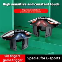 Mobile Phone Alloy Pulse Auto Fire Game Trigger 6 Finger For PUBG Aim L1R1 Key Button For IOS Android Gaming Accessories
