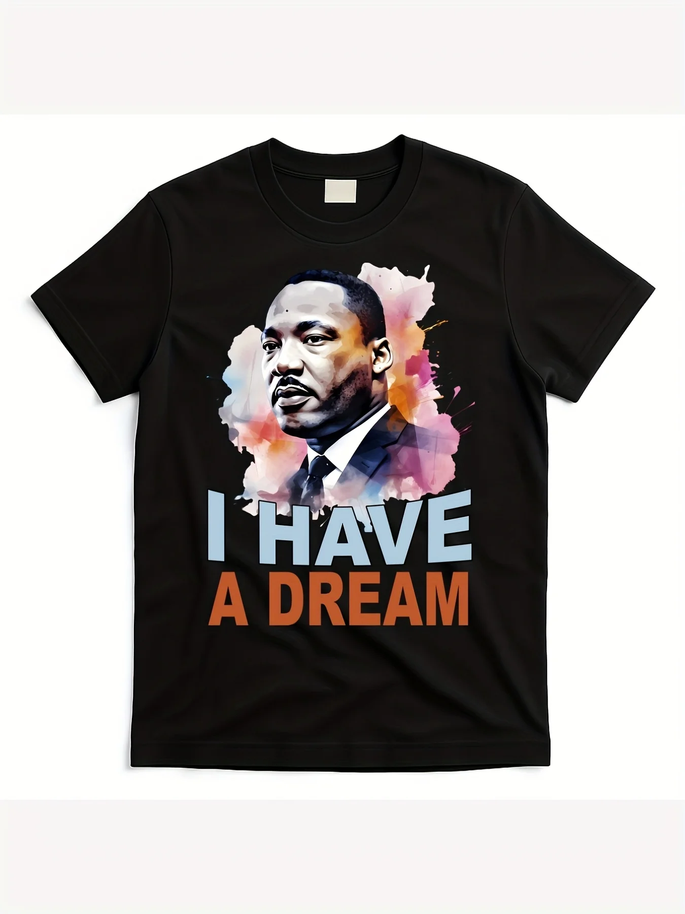 Men's Martin Luther King Jr. Day T-Shirt- Portrait of Civil Rights Leader and 