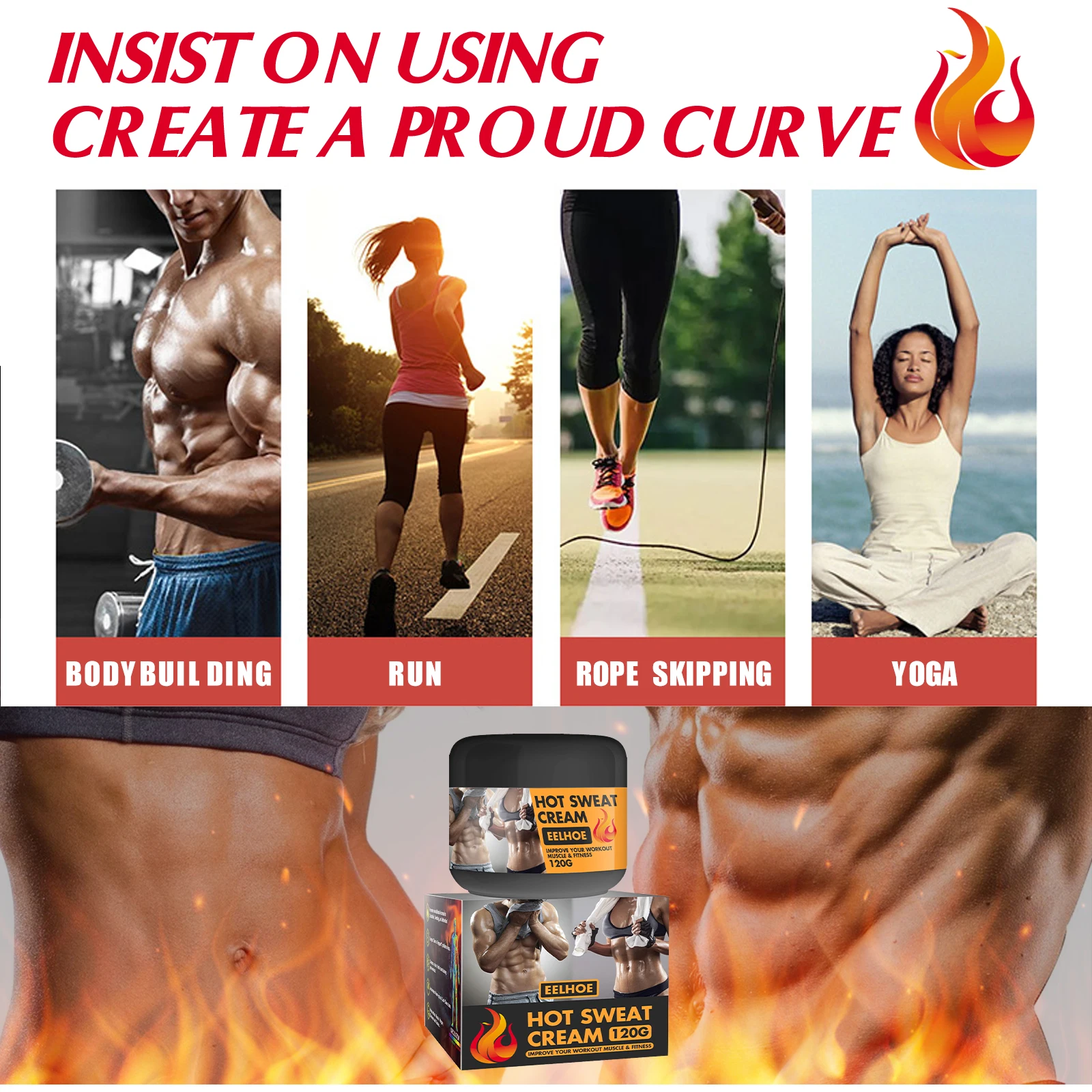 

EELHOE Body Sculpting Abs Cream Exercise Strengthen Muscles Fitness Body Sculpting Cream 2pcs