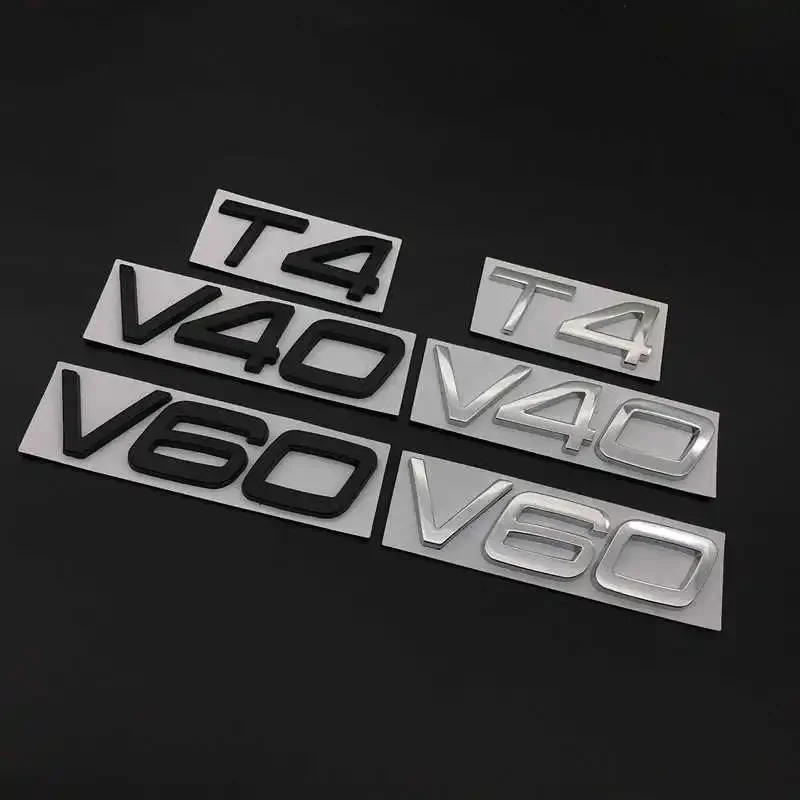 ABS Letters Numbers Emblem  T3 T4 T5 T6 T8 V8 AWD Trunk Lid Badge Decal Car Sticker for Volvo Glossy Black Matte Black Chrome