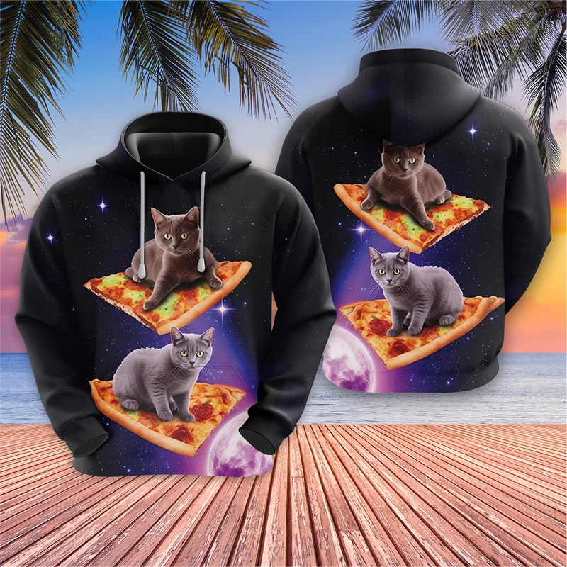 

Hip Hop Cat Graphic Sweatshirts Galaxy Cats 3D Printed Hoodies For Men Clothes Funny Design Boy Pullovers Cat's Hoody Kids Tops