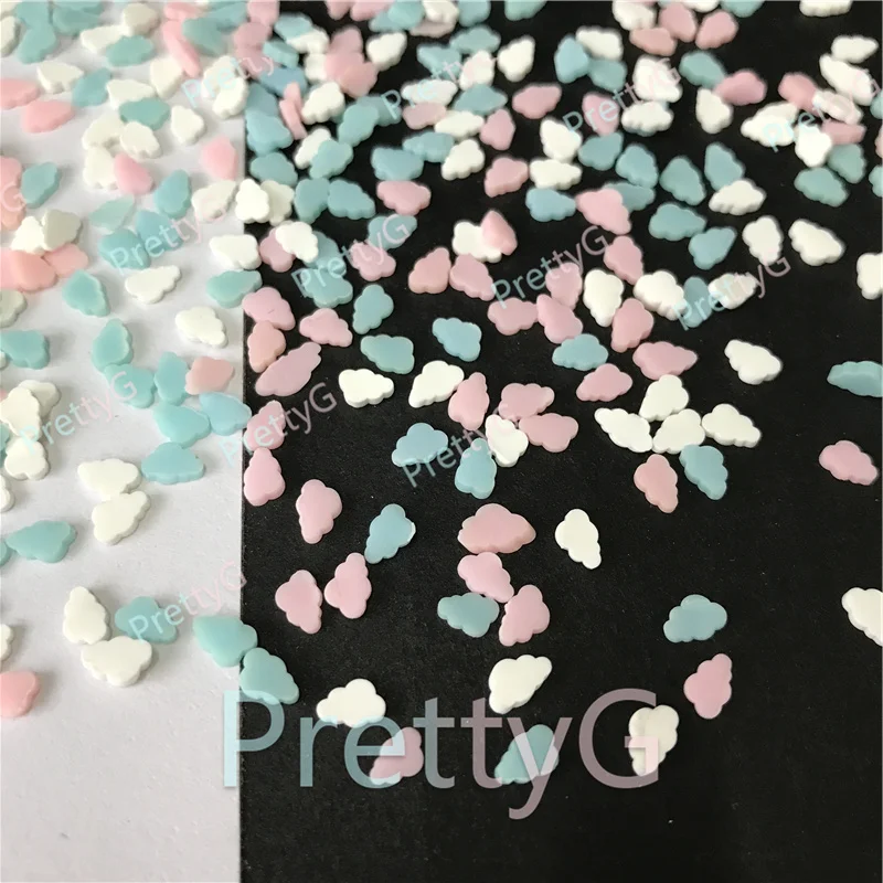 Prettyg 1 Doos Kleurrijke Cloud Vorm Plakjes Levert Polymeer Zachte Klei Diy Decoratie Voor Fimo Resin Nail Art Slime Cake dessert