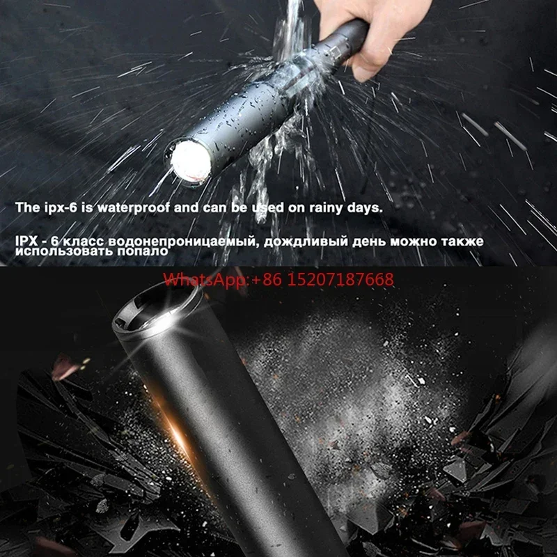 Self Defense LED Electric Flashlight Baseball Bat Aluminum Camping Rechargeable Lamp Teaser Powerful Shock Lantern Torch Light