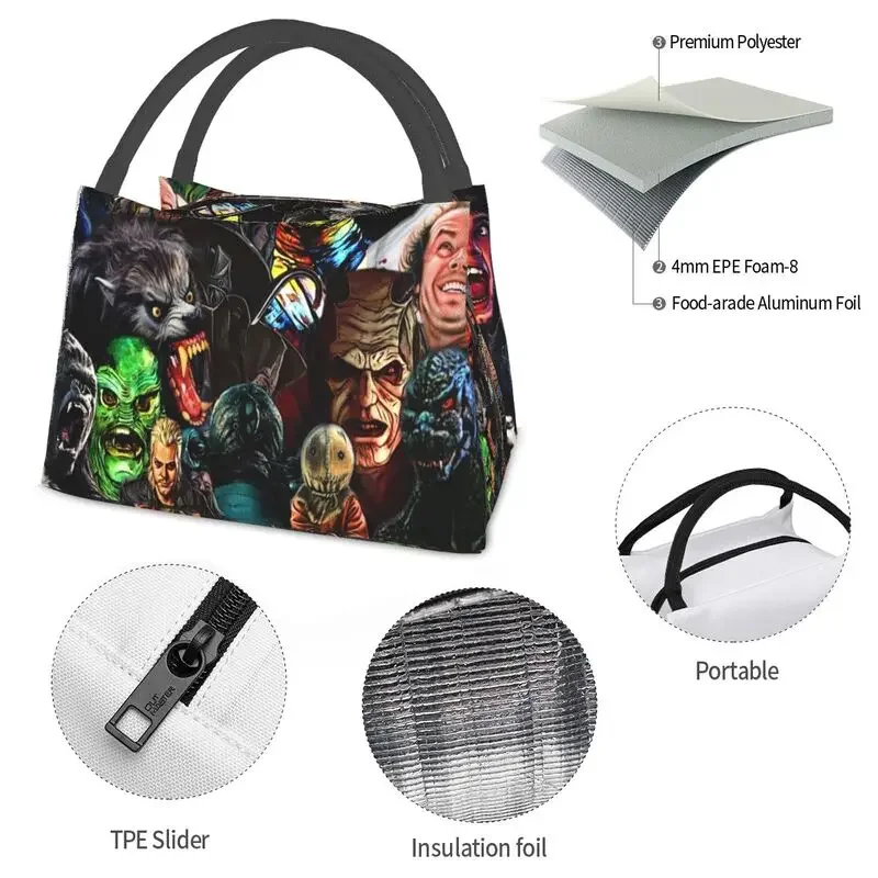 Horror Movie Collage Insulated Lunch Bags for Women Resuable Thermal Cooler Bento Box Office Picnic Travel