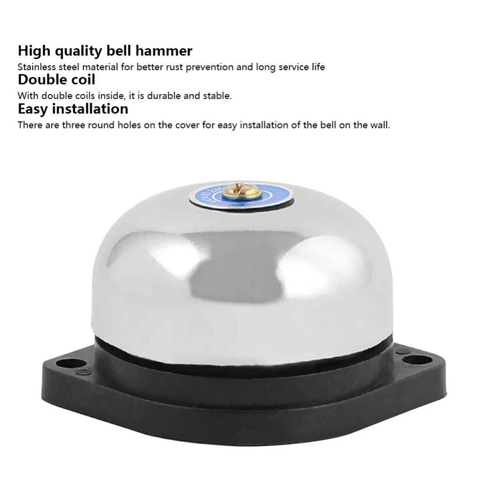 Time Signal 2 Inch Electric Bell Stainless Steel No Spark Fire Alarm Gong Inner Strike Type 220V 5W Electric Ring Factory