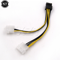 Hot 6 inch 2 x Molex 4 pin to 8-Pin PCI Express Video Card Pci-e ATX PSU Power Converter Cable - Molex to Pcie 8 pin Adapter new