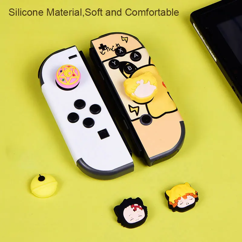 Thumb Stick Grip Cap For Nintendo Switch Oled NS Lite Cute Cartoon JoyCon Controller Joystick Protector Case Soft Silicone Cover