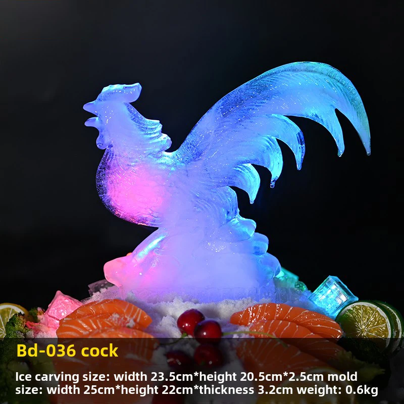 

Chicken shaped ice sculpture silicone mold, used for decorating food trays, ice bowls, seafood, and ice sculpture tools