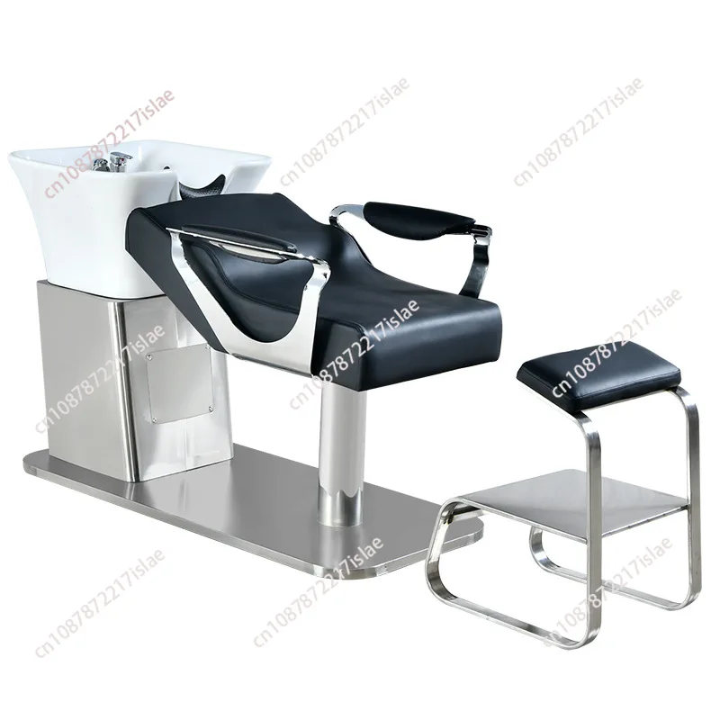 Shampoo bed barber shop special barber shop hair shampoo bed hair salon special stainless steel semi-reclining