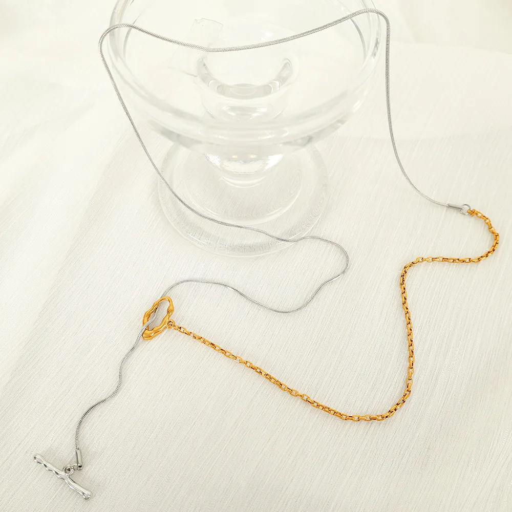 2025 جديد غير النظامية OT مشبك قلادة، المتخصصة الحد الأدنى الراقية التيتانيوم الصلب سترة سلسلة، سلسلة ثعبان #2