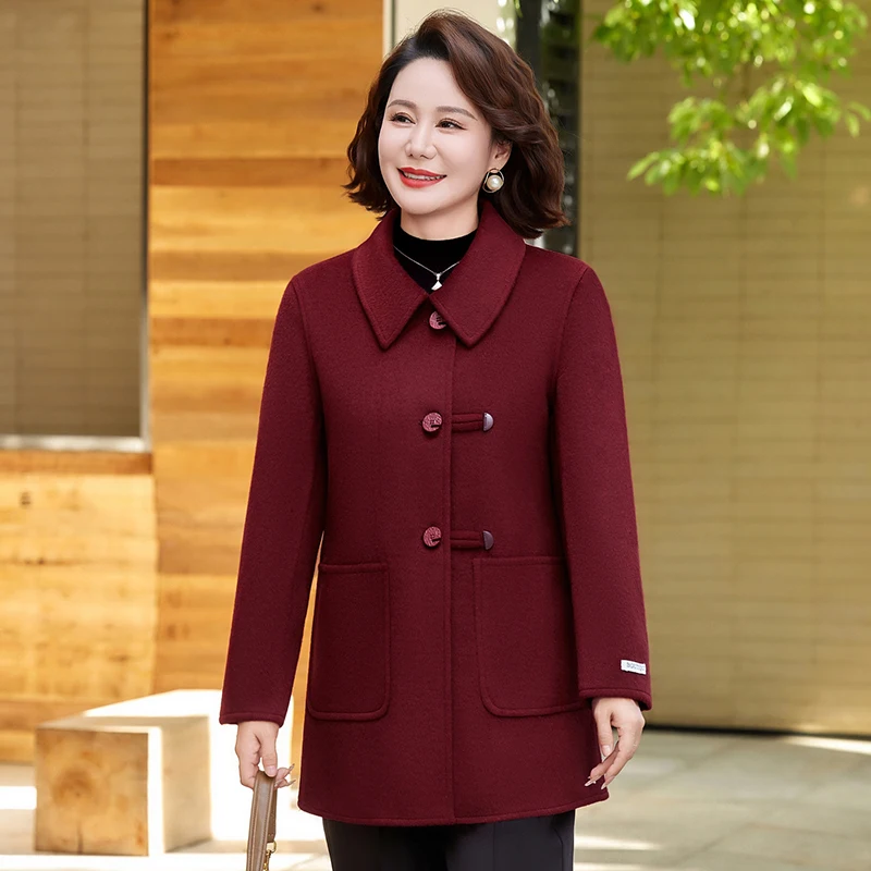 

Double-Faced Woolen Coat Faionable ly Women's Outerwear for Wedding Banquets And Spring/Autumn Wear by Han Yuru