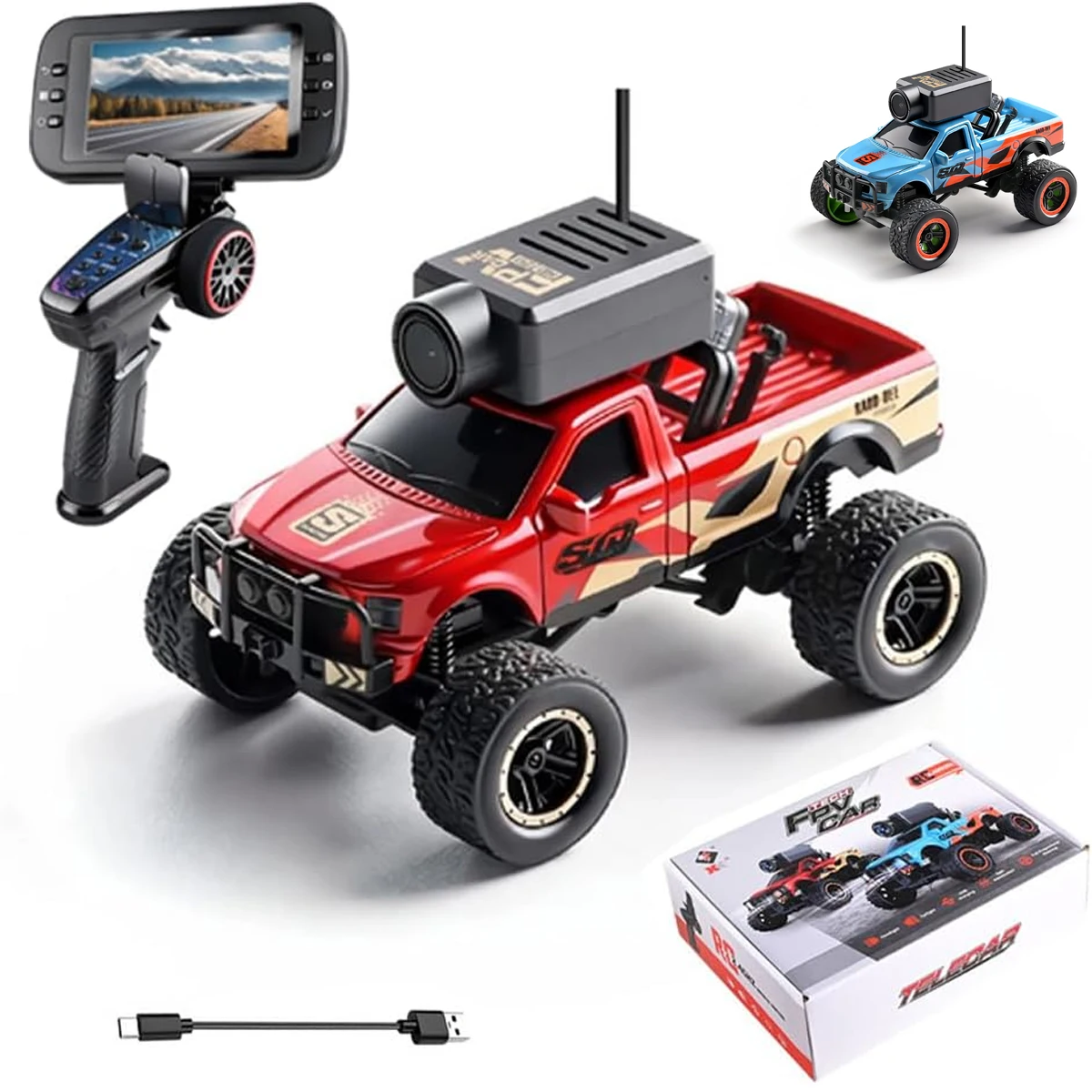 Wltoys 6407 6407-C 1:64 Mini FPV RC Auto mit Kamera und Monitor WLAN-App-Steuerung Hochgeschwindigkeits-Drift-Rennwagen Desktop-Spielzeug Geschenk