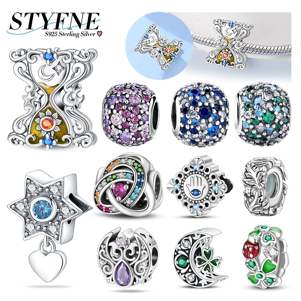 Charms Plata 925 Originales Moon Six Pointed Star Beads for Charms 925 Sterling Silver Bracelet Jewellery Making Women's Gift