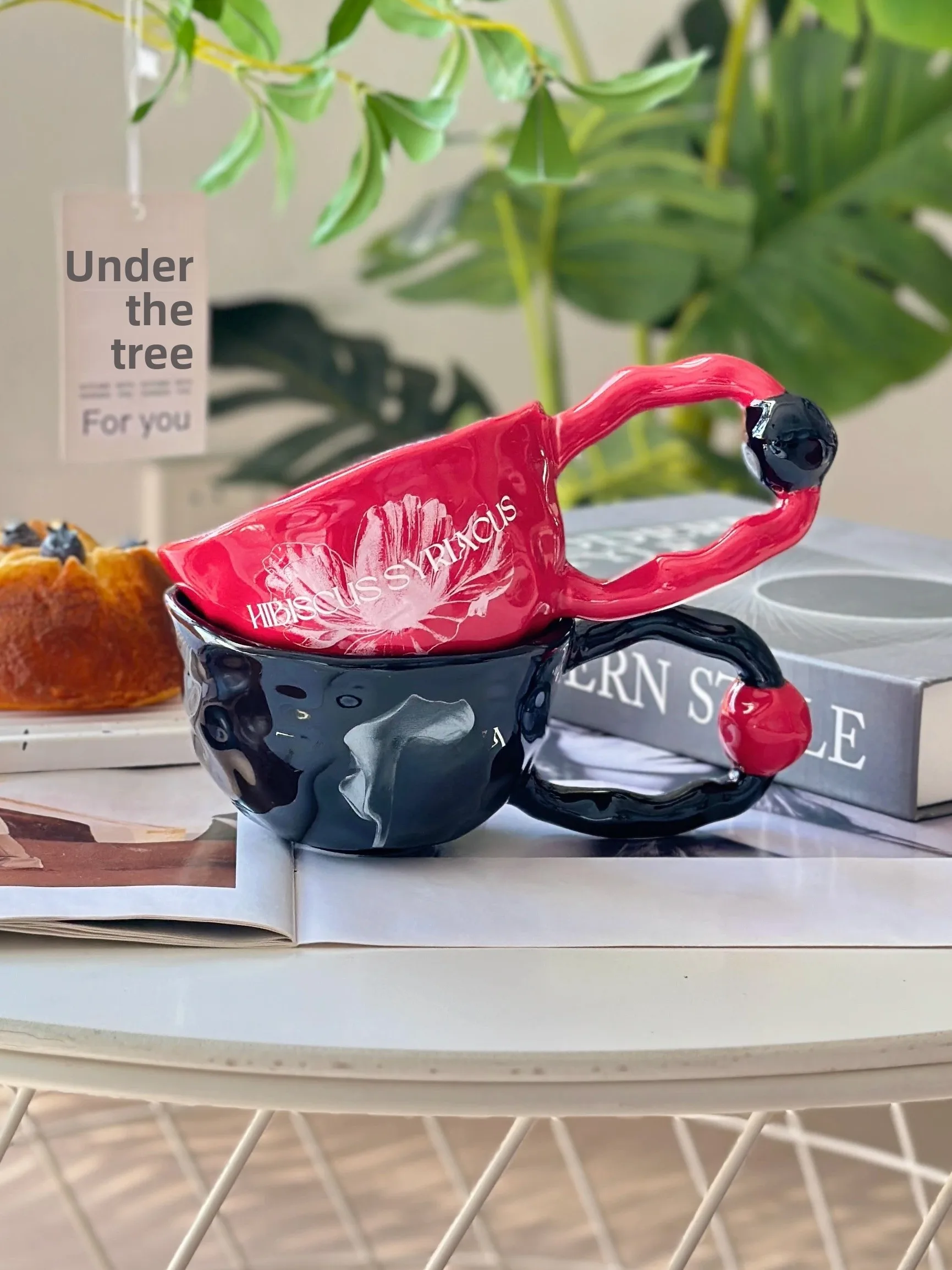 Original Large Eared Ceramic Mugs Nili Man Office Coffee Cups Microwave Oven Safe Adult Use French Style  Color Cups